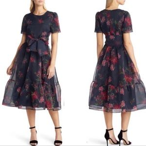 Rachel Parcell Orchard-Print Tulle Midi-Dress.